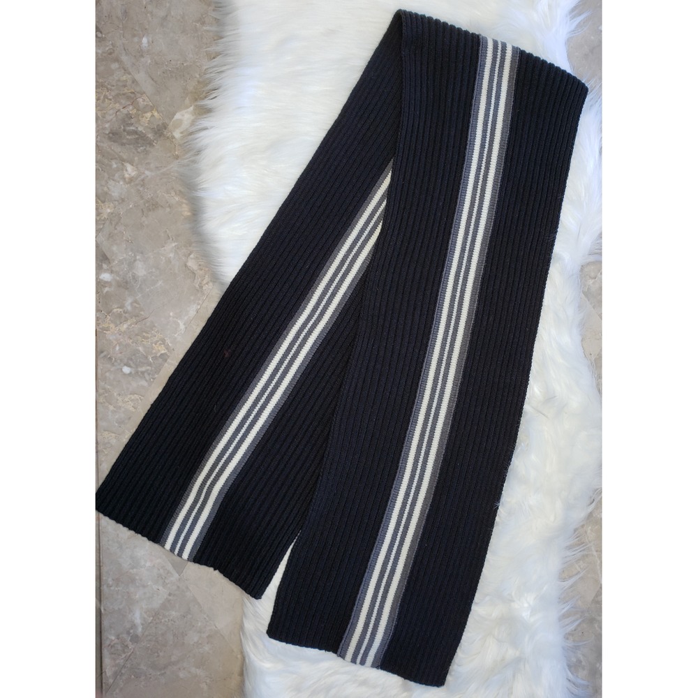 FOWNES 65" X 10" Gray Black Cream Acrylic Scarf